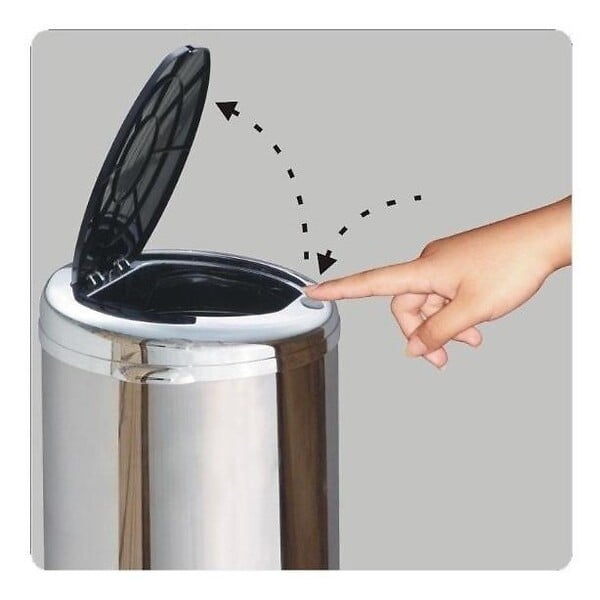 KITCHEN MOVE - Poubelle de cuisine push TOKYO Argent Acier inoxydable 50 L - large