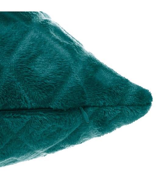 ATMOSPHERA - Coussin déhoussable Bleu Canard motif Losange en relief 40 x 40 cm - large