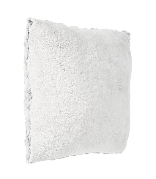 ATMOSPHERA - Coussin déhoussable en Fourrure Bouclée Gris clair  45 x 45 cm - large
