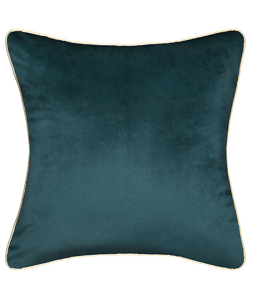 ATMOSPHERA - Housse de Coussin Velours Bleu Canard motif Or 40 x 40 cm - large