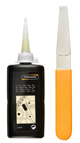 FISKARS - Kit d'entretien outils de coupe - Lime diamant - Orange - large