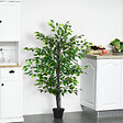 OUTSUNNY - Arbre artificiel plante artificiel banyan hauteur 1,45 m tronc branches liane lichen feuilles grand réalisme pot inclus - vignette