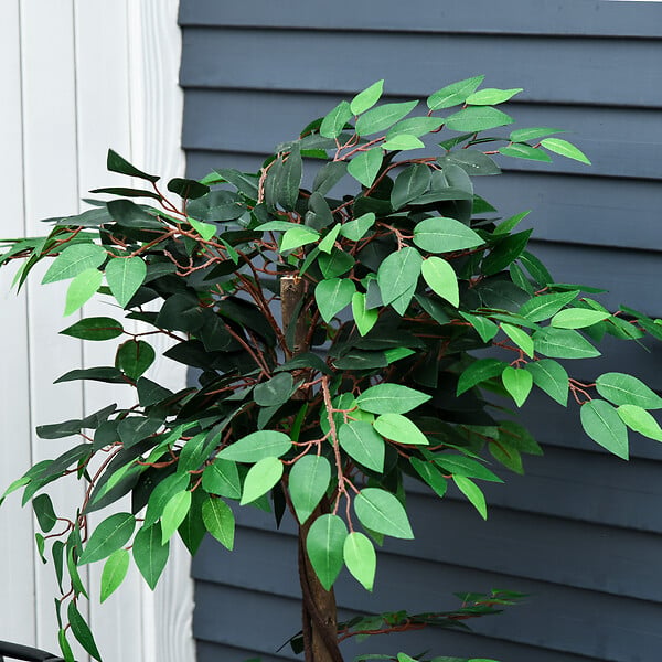 OUTSUNNY - Arbre artificiel plante artificiel ficus hauteur 1,2 m tronc branches liane lichen feuilles grand réalisme pot inclus - large