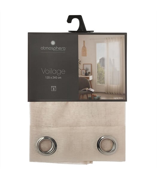 ATMOSPHERA - Voilage à œillets Beige Lin 135 x 240 cm - large