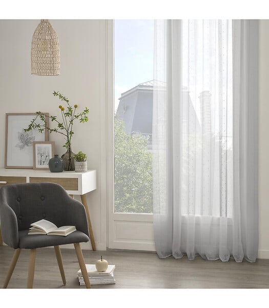 ATMOSPHERA - Voilage à œillets Gris avec relief 140 x 240 cm - large