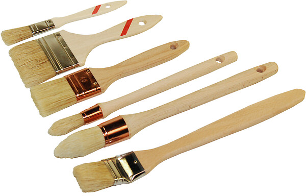 NESPOLI - Lot de 6 pinceaux - Bois et soie - Professionnel - large