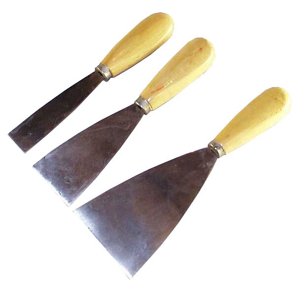 NESPOLI - Lot de 3 couteaux de peintre - lames acier - Manches bois - large