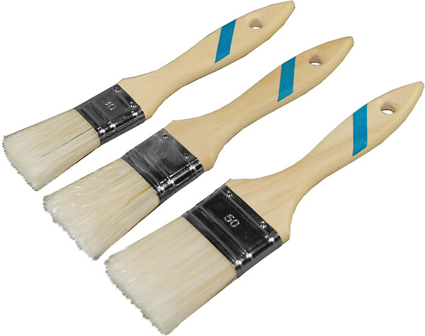NESPOLI - Lot de 3 pinceaux pour peinture acrylique avec manche bois NESPOLI - large