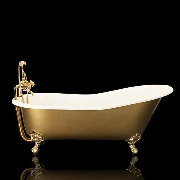 ROGIER & MOTHES - Baignoire sur pieds en fonte ASHFORD dorée or 156 cm Pieds dorés or - large