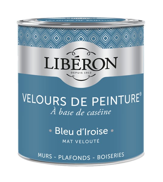 LIBERON - Peinture murale veloutée - Caséine - Bleu d'Iroise - 0,5L - large