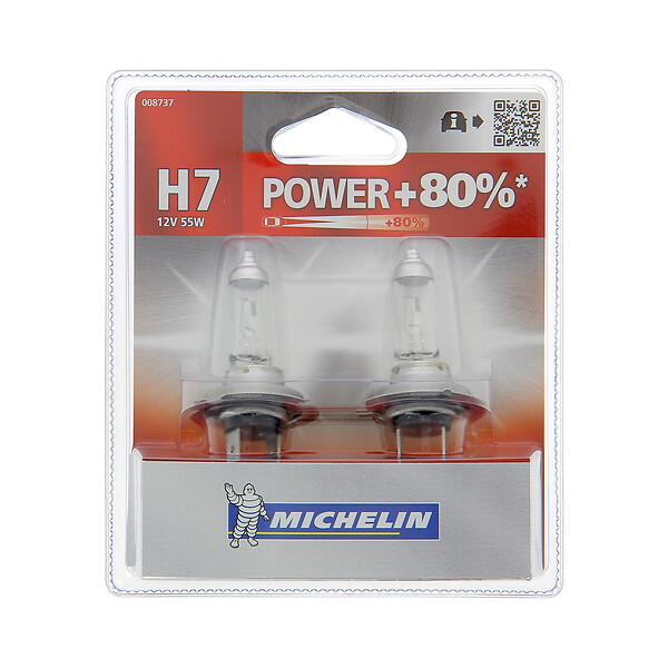 MICHELIN - Ampoule automobile H7 - Lot de 2 - 80% luminosité - 55W - large
