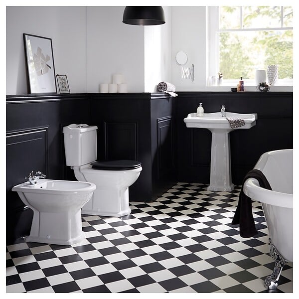 PLANETE BAIN - Lavabo colonne époque 80 cm rétro blanc - large