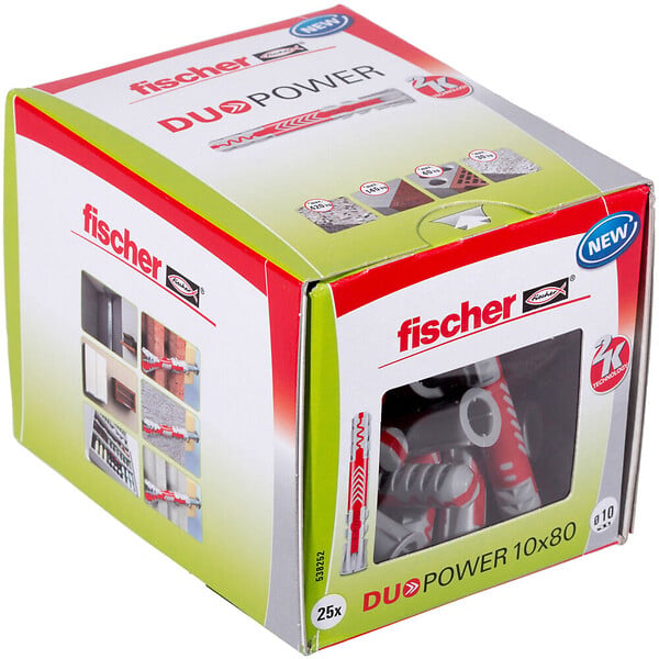 FISCHER - Cheville tous matériaux DuoPower 10x80 sans vis - Boite de 25 - large