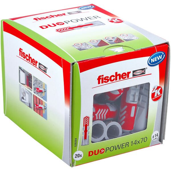 FISCHER - Cheville tous matériaux DuoPower 14x70 sans vis - Boite de 20 - large
