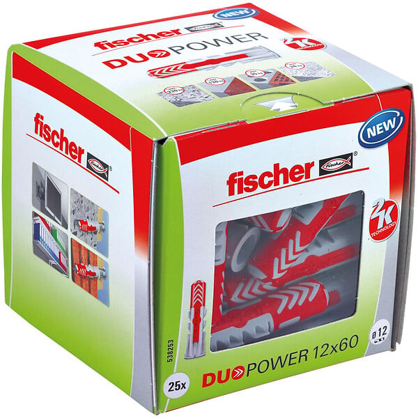 FISCHER - Cheville tous matériaux DuoPower 12x60 sans vis - Boite de 25 - large