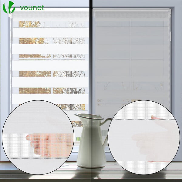 VOUNOT - Store enrouleur jour nuit double 90x150cm Blanc - large