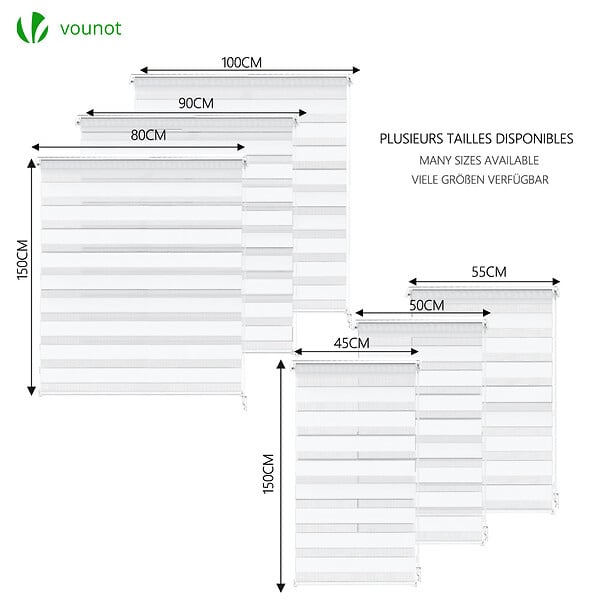 VOUNOT - Store enrouleur jour nuit double 90x150cm Blanc - large
