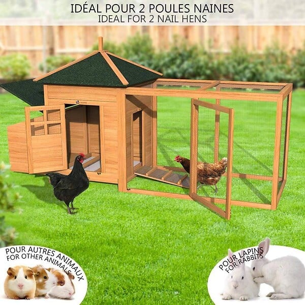 VOUNOT - Grand poulailler en Bois avec Pondoir et Perchoir - large
