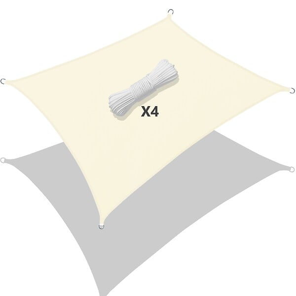 VOUNOT - VOUNOT Voile d’ombrage Rectangulaire Imperméable Polyester avec Corde 3x2m Beige - large