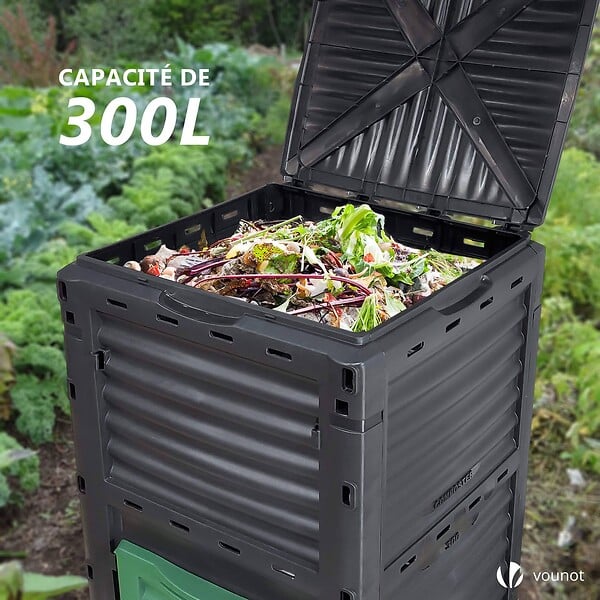 VOUNOT - Composteur de jardin 300L Qualité Supérieure pour Jardin Déchets - large