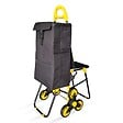 VOUNOT - Chariot de courses pliable avec siege Jaune - vignette