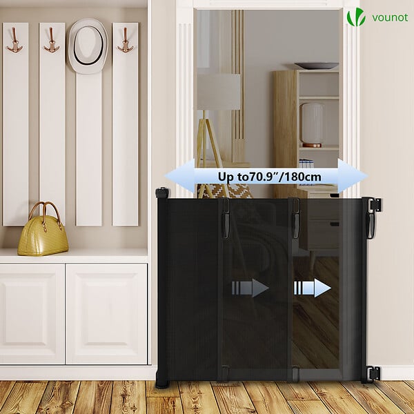 VOUNOT - Barriere de securite retractable 180cm noir - large