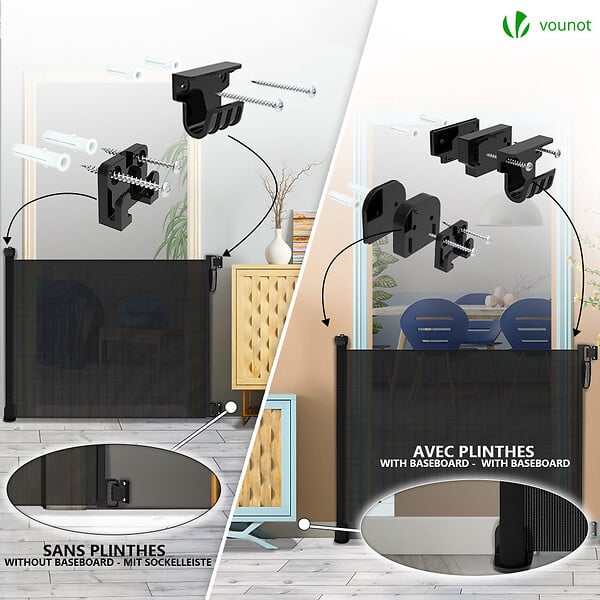 VOUNOT - Barriere de securite retractable 180cm noir - large