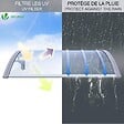 VOUNOT - Auvent de porte marquise 100x80 cm transparent en Polycarbonate anti UV Gris - vignette