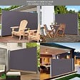 VOUNOT - Paravent retractable avec housse de protection 1.8x3m Anthracite - vignette
