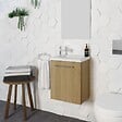 ALLIBERT - Ensemble meuble lave-mains avec miroir BELEM PACK - L 40 x H 51 x P 25 cm - 40 cm- couleur chêne - vignette