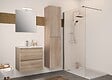 ALLIBERT - Meuble de salle de bain 2 tiroirs BAZIL éclairage LED 6 W et miroir 60 x 58 x 46 cm - couleur chêne - vignette