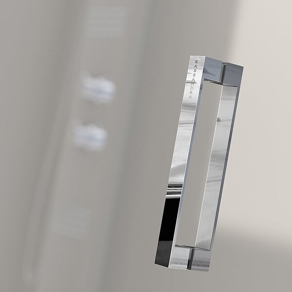 KASSANDRA - Paroi de douche fixe + Porte coulissante GLASÉ 130 cm Paroi latérale : 76 - 79 cm - large
