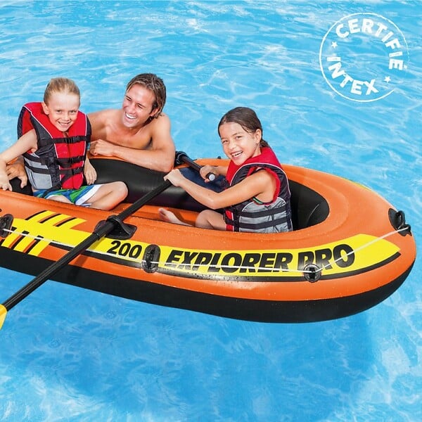 INTEX - Bateau gonflable PVC Explorer Pro 200 - Orange - L.196x102cm - large