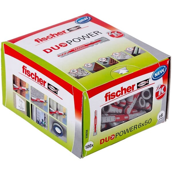 FISCHER - Cheville tous matériaux DuoPower 6x50 sans vis - Boite de 100 - large