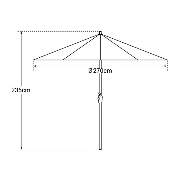 HAPPY GARDEN - Parasol droit HAPUNA rond 2,70m de diamètre taupe - large