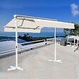 COTE STORE - Stores bannes de terrasse double pente avec coffre sur pied - 3,5 x 3 m - Écru - vignette