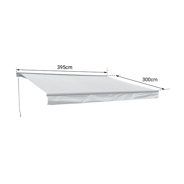HAPPY GARDEN - Store banne SAULE 3,95 × 3m avec semi-coffre - Toile beige et structure grise - large