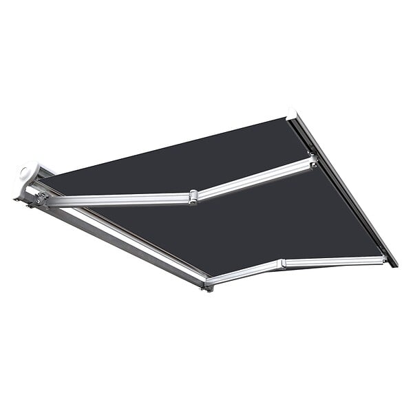 COTE STORE - Store banne manuel Demi coffre 4 x 3 m pour terrasse - Gris anthracite - large