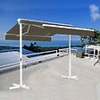 COTE STORE - Stores bannes de terrasse double pente avec coffre sur pied - 4 x 4 m - Taupe - vignette