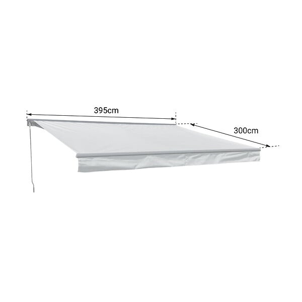 HAPPY GARDEN - Store banne SAULE 3,95 × 3m avec semi-coffre - Toile grise et structure grise - large