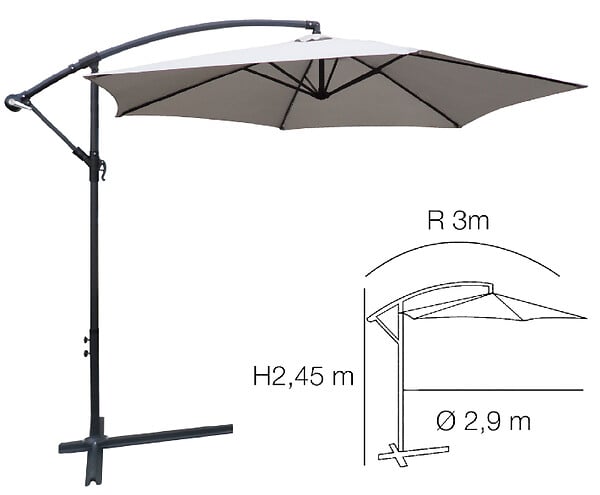 CHALET & JARDIN - Parasol Déporté Rond Collioure  - Gris - large