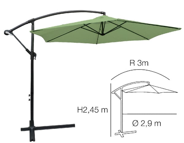 CHALET & JARDIN - Parasol Déporté Rond Collioure  - Vert Amande - large