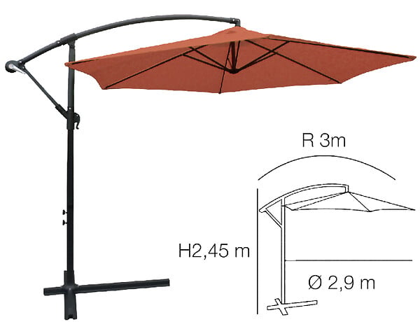 CHALET & JARDIN - Parasol Déporté Rond Collioure  - Terre Cuite - large