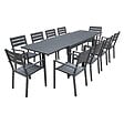 HAPPY GARDEN - Salon de jardin VENEZIA extensible 132/264 en aluminium anthracite - 10 places - vignette