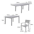 HAPPY GARDEN - Salon de jardin VENEZIA extensible 132/264 en aluminium anthracite - 10 places - vignette