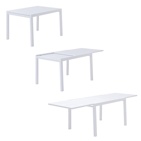 HAPPY GARDEN - Salon de jardin VENEZIA extensible 132/264 en aluminium blanc - 10 places - large