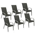 HAPPY GARDEN - Lot de 6 chaises MARBELLA en textilène gris - aluminium gris - vignette