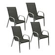HAPPY GARDEN - Lot de 4 chaises MARBELLA en textilène gris - aluminium gris - vignette