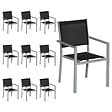 HAPPY GARDEN - Lot de 10 chaises en aluminium gris - textilène noir - vignette