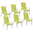 HAPPY GARDEN - Lot de 6 chaises MARBELLA en textilène vert - aluminium blanc - vignette